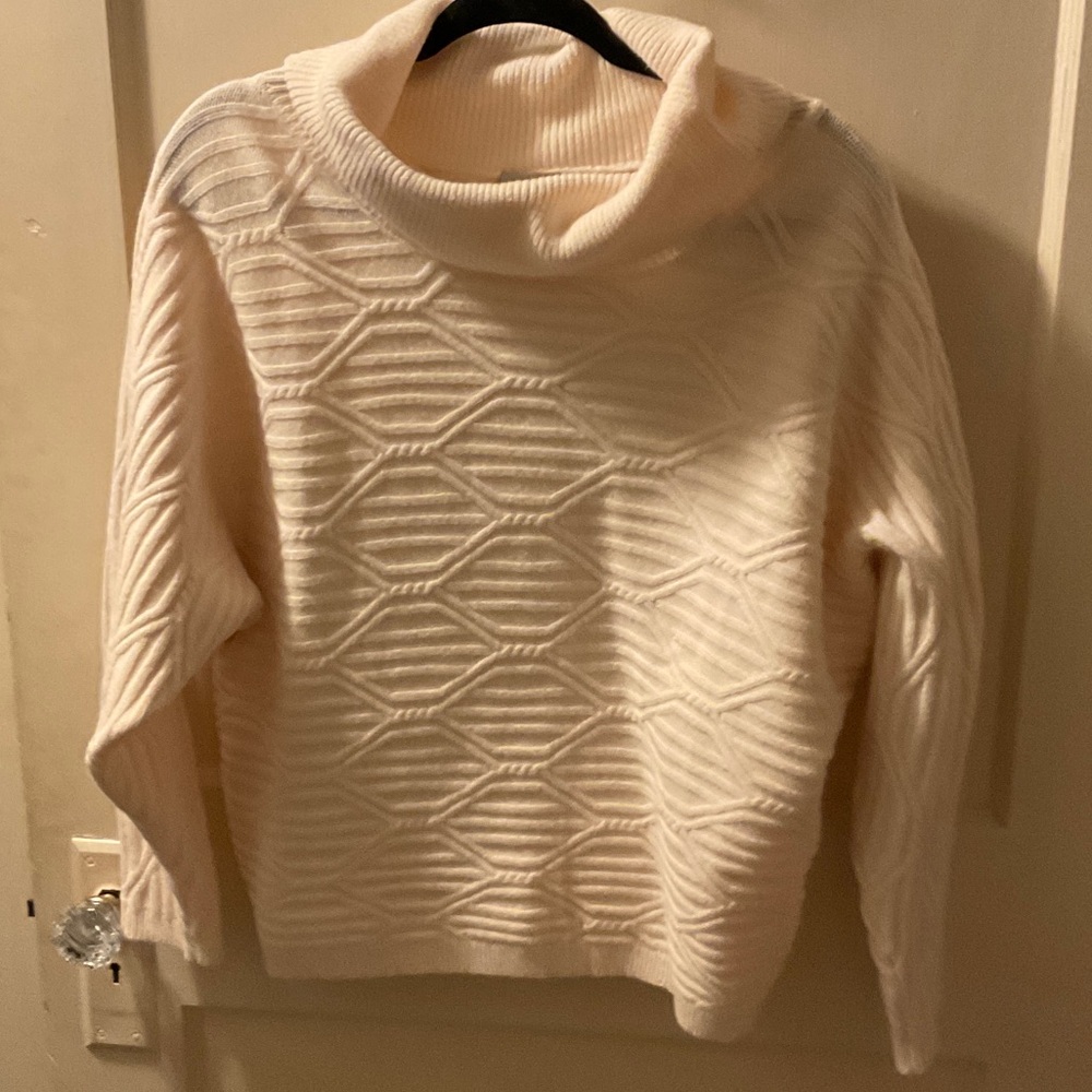 Paolo Venini Cream Textured Cowl Neck Sweater